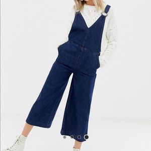 ASOS New Look Wide Leg Cropped Denim Overalls